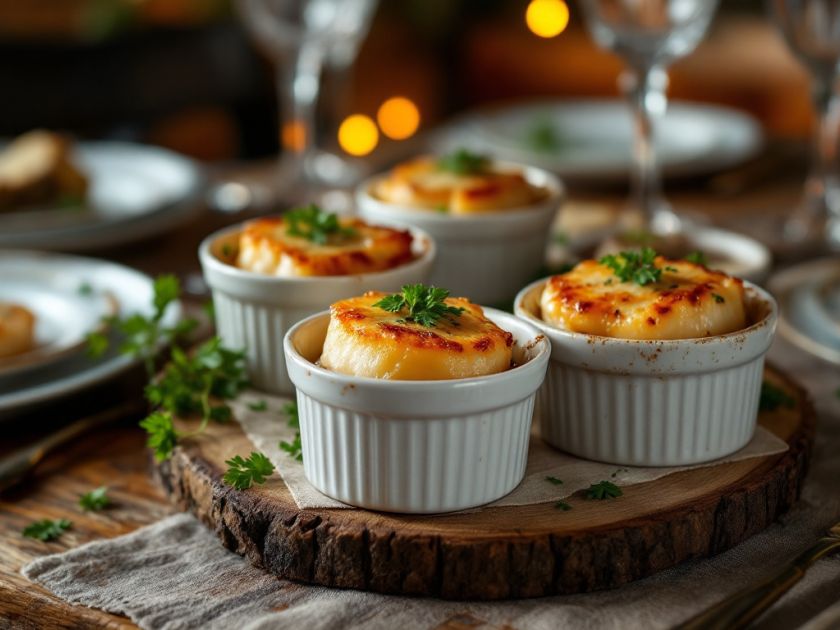 Gratinated Scallops with Savory Mushrooms