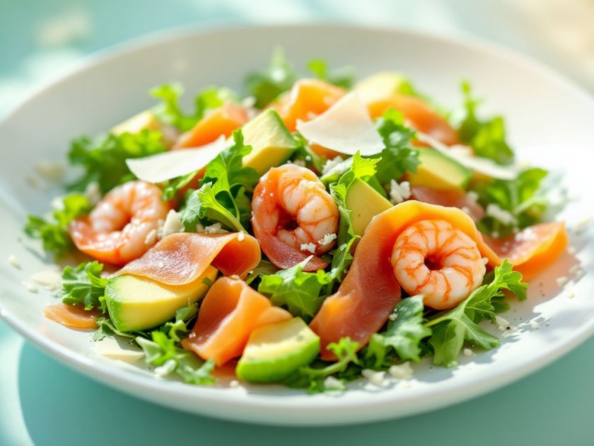 Land and Sea Salad with Shrimp and Smoked Salmon