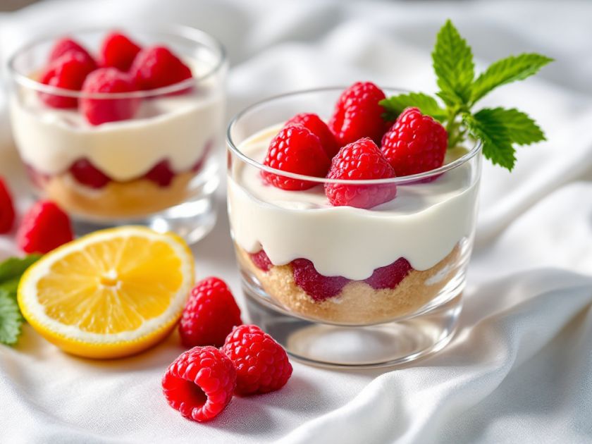Lemon and Raspberry Mousse on Shortcrust Pastry