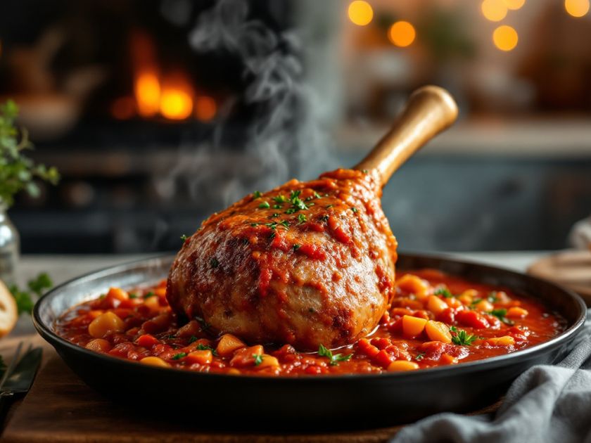Pork Shank in the Oven with Savory Tomato Sauce