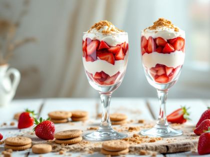 Strawberries with Mascarpone and Speculoos in a Glass