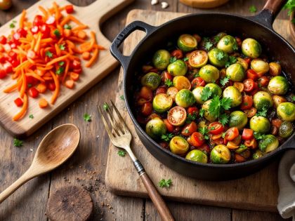 Sautéed Brussels Sprouts with Tasty Tomato