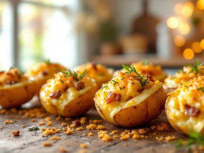 Savory Macaire Potatoes with Bacon and Cream