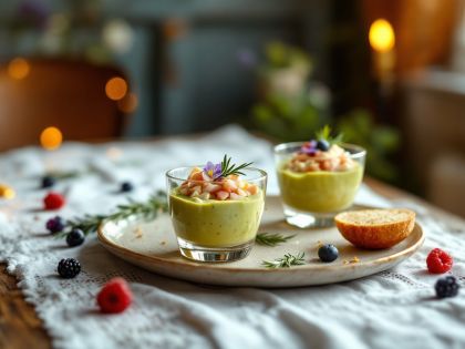 Ham Verrines on Goat Cheese and Avocado Cream Easy