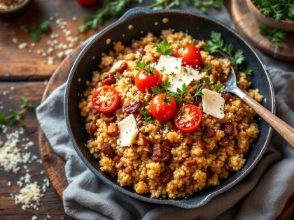 Sautéed Bulgur with Bacon and Caramelized Onions