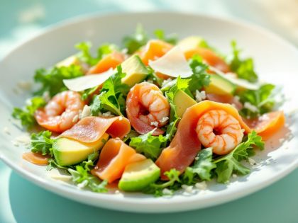 Land and Sea Salad with Shrimp and Smoked Salmon