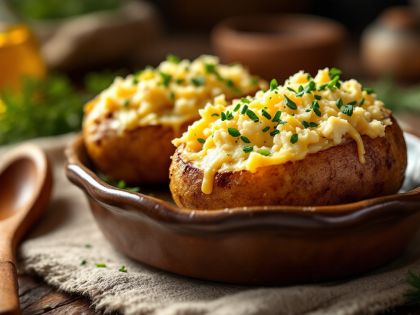 Baked Potatoes with Melted Cheeses