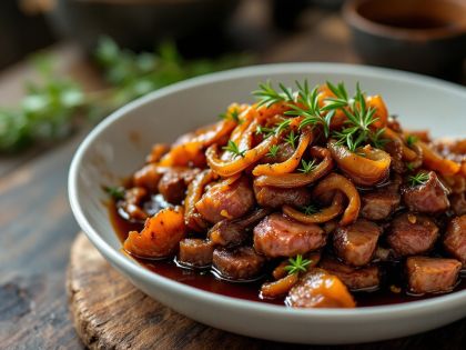 Beef Stir-Fry with Soy Sauce and Caramelized Onions