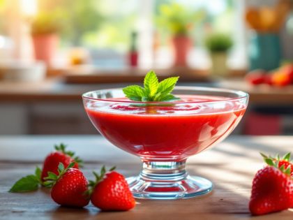 Fresh Strawberry Mint Soup
